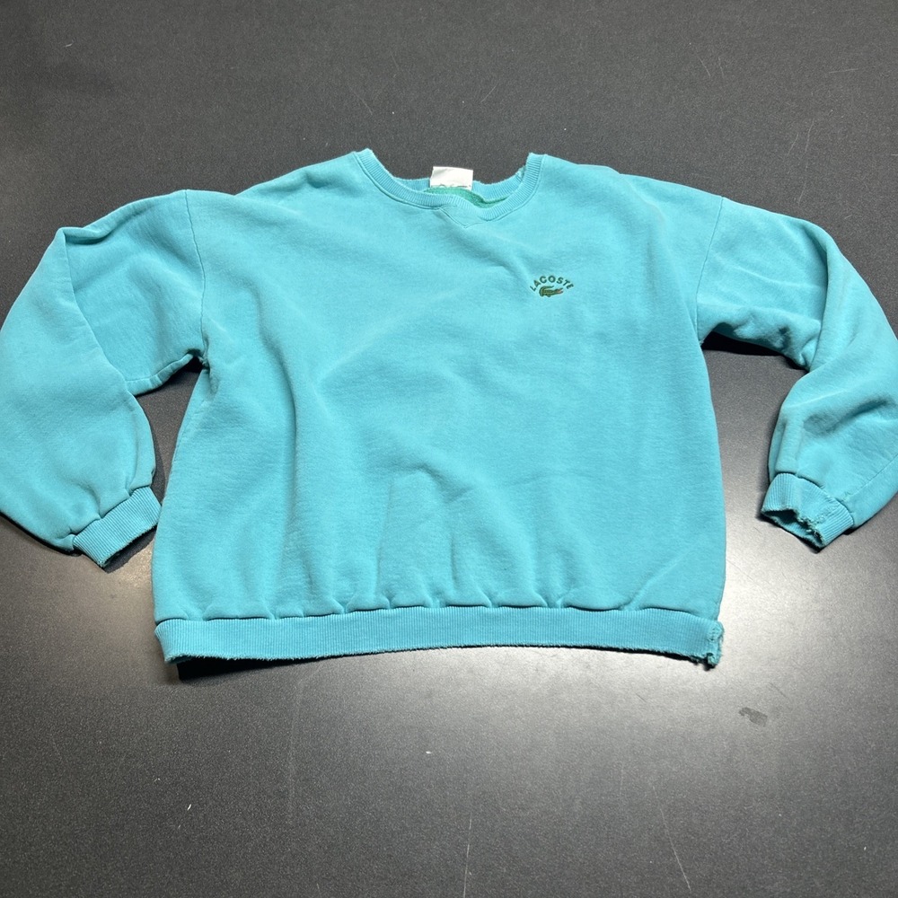 Vintage Lacoste Crocodile Graphic Crewneck Sweatshirt Size XL Blue Distressed